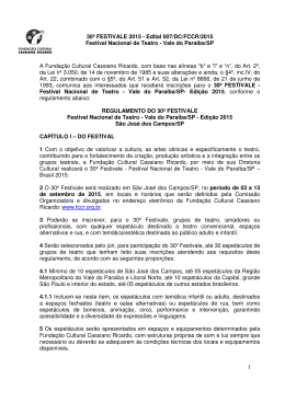 30&ordm; FESTIVALE 2015 - Lugares da Cultura