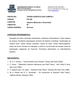 DISCIPLINA TEORIA QUÂNTICA DOS CAMPOS I CÓDIGO FIS 550