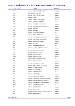 FONOAUDIÓLOGOS EM BAIXA DE REGISTRO ATÉ 31/08/2014