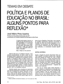POL&Iacute;TICA E PLANOS DE EOUOA&Ccedil;AO No BRASIL: ALGUNS