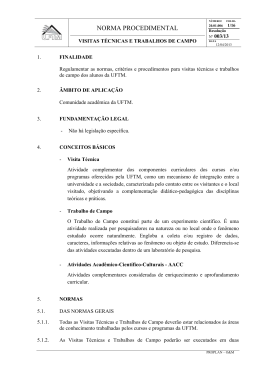 Visitas T&eacute;cnicas e Trabalhos de Campo