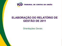 ELABORAÇÃO DO RELATÓRIO DE GESTÃO DE 2011
