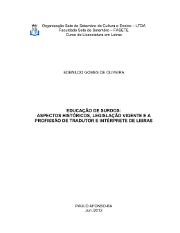 EDUCAÇÃO DE SURDOS: ASPECTOS HISTÓRICOS