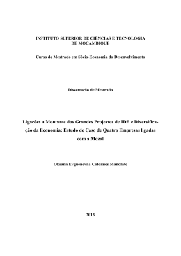 Liga&ccedil;&otilde;es a Montante dos Grandes Projectos de IDE e