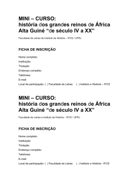 MINI – CURSO: história dos grandes reinos de África Alta Guiné “de