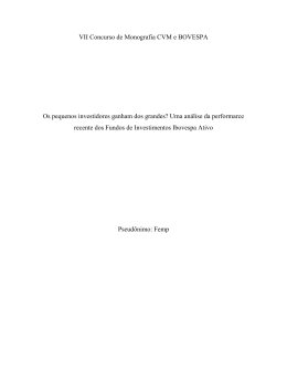 VII Concurso de Monografia CVM e BOVESPA Os pequenos