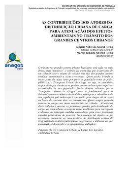 as contribui&ccedil;&otilde;es dos atores da distribui&ccedil;&atilde;o urbana de