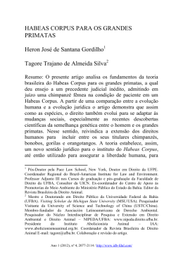 Habeas corpus para os grandes primatas