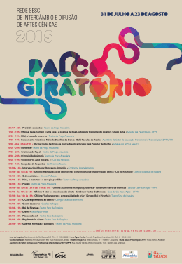 a programa&ccedil;&atilde;o completa do Palco Girat&oacute;rio em