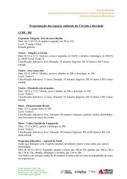 Programa&ccedil;&atilde;o dos espa&ccedil;os culturais do Circuito Liberdade
