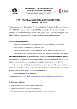 fca - programa de est&aacute;gio docente (ped) 1&ordm; semestre