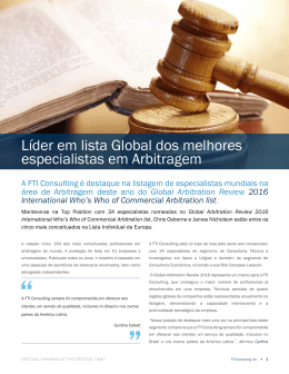 L&iacute;der em lista Global dos melhores especialistas em Arbitragem