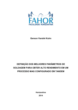 defini&ccedil;&atilde;o dos melhores par&acirc;metros de soldagem para obter alto