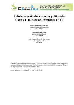 Relacionamento das melhores práticas do Cobit e ITIL para