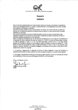 Despacho 0/30/2014 - Faculdade de Ci&ecirc;ncias da Universidade de