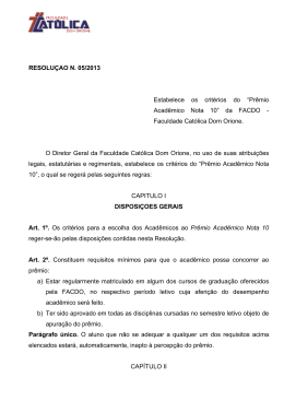&ldquo;Pr&ecirc;mio Acad&ecirc;mico Nota 10&rdquo; da FACDO