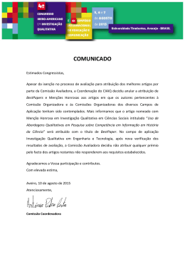 COMUNICADO - Congresso Ibero-Americano em Investigação
