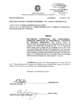 Ac. 015/11-OE - Tribunal Regional do Trabalho da 2&ordf; Regi&atilde;o SP