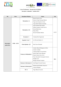 Recuperação de Módulos Inscrições e calendário – setembro 2014