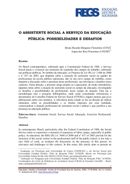 o assistente social a servi&ccedil;o da educa&ccedil;&atilde;o p&uacute;blica