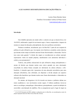 1 A LEI 10.639/03 E SEUS REFLEXOS NA EDUCA&Ccedil;&Atilde;O P&Uacute;BLICA