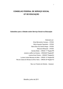 Subs&iacute;dios para o Debate sobre Servi&ccedil;o Social na Educa&ccedil;&atilde;o
