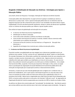 Reagindo &agrave; Globaliza&ccedil;&atilde;o de Educa&ccedil;&atilde;o nas Am&eacute;ricas