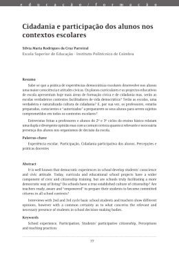 Cidadania e participa&ccedil;&atilde;o dos alunos nos contextos escolares