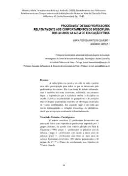procedimentos dos professores relativamente aos comportamentos