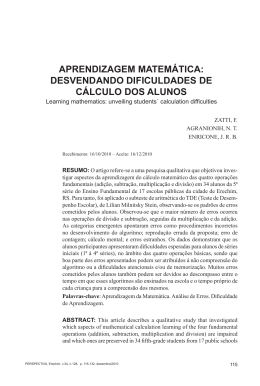 desvendando dificuldades de c&aacute;lculo dos alunos