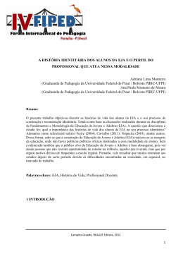 A HIST&Oacute;RIA IDENTIT&Aacute;RIA DOS ALUNOS DA EJA E O PERFIL DO