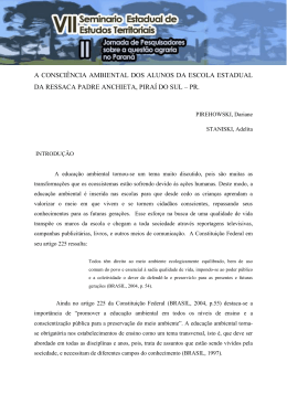 a consci&ecirc;ncia ambiental dos alunos da escola