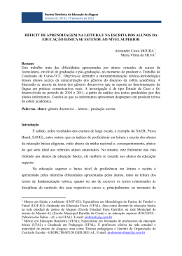 D&Eacute;FICIT DE APRENDIZAGEM NA LEITURA E NA ESCRITA DOS