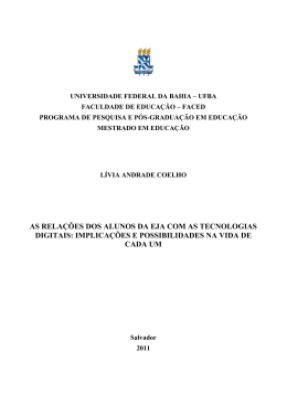 as rela&ccedil;&otilde;es dos alunos da eja com as tecnologias digitais