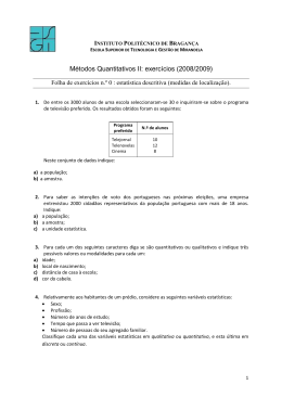 M&eacute;todos Quantitativos II: exerc&iacute;cios (2008/2009)