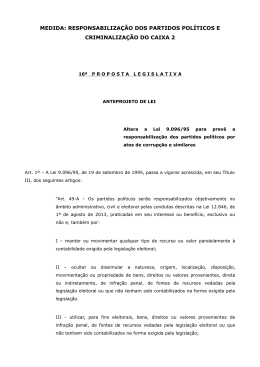 responsabiliza&ccedil;&atilde;o dos partidos pol&iacute;ticos e criminaliza&ccedil;&atilde;o do caixa 2