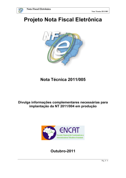 Nota T&eacute;cnica 2011/005 - Portal da Nota Fiscal Eletr&ocirc;nica