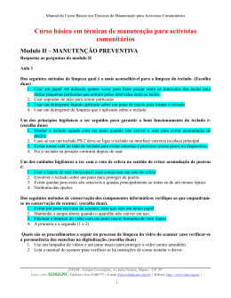 Respostas dos testes em relação as aulas do Módulo II