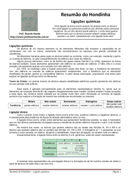 Liga&ccedil;&otilde;es qu&iacute;micas.