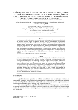 an&aacute;lise das vari&aacute;veis de influ&ecirc;ncia na produtividade das m&aacute;quinas