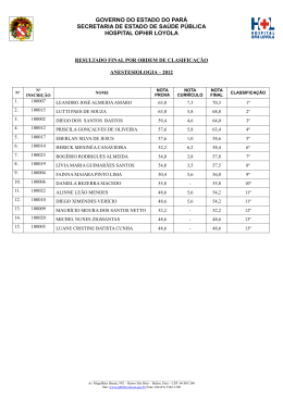 Resultado Final Por Ordem de Classifica&ccedil;&atilde;o