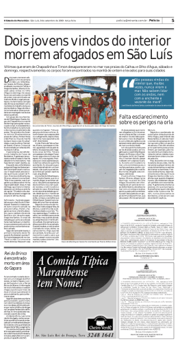 Dois jovens vindos do interior morrem afogados em