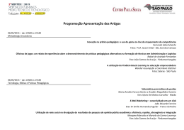 Programa&ccedil;&atilde;o Apresenta&ccedil;&atilde;o dos Artigos