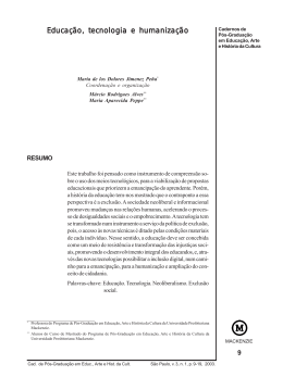 Educa&ccedil;&atilde;o, tecnologia e humaniza&ccedil;&atilde;o