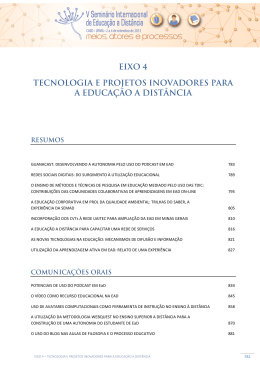 TECNOLOGIAS E PROJETOS INOVADORES PARA EAD