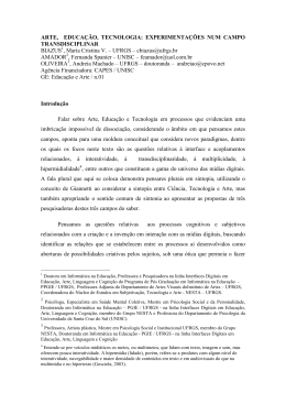 ARTE, EDUCA&Ccedil;&Atilde;O, TECNOLOGIA: EXPERIMENTA&Ccedil;&Otilde;ES NUM