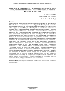 FORMA&Ccedil;&Atilde;O DE PROFESSORES E TECNOLOGIA: UMA