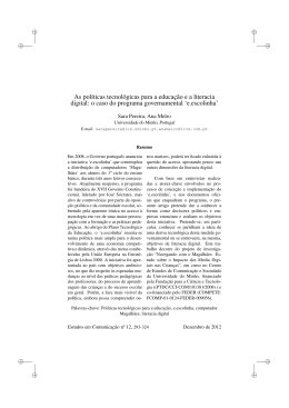 As pol&iacute;ticas tecnol&oacute;gicas para a educa&ccedil;&atilde;o e a literacia digital: o