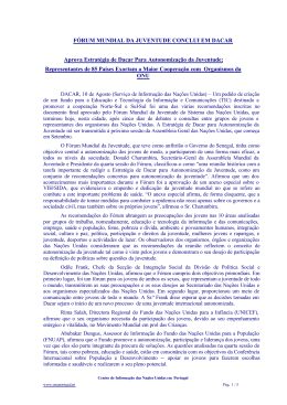 F&Oacute;RUM MUNDIAL DA JUVENTUDE CONCLUI EM DACAR