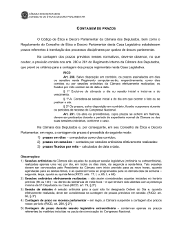 CONTAGEM DE PRAZOS O Código de Ética e Decoro Parlamentar